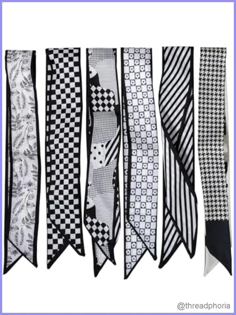 6 Pack Soft Silky Polyester Satin Scarves for Women, Boho Head Scarf, Versatile